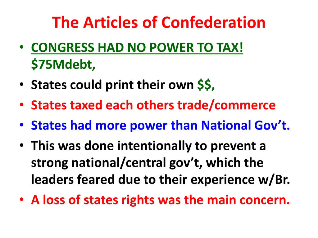 the articles of confederation congress