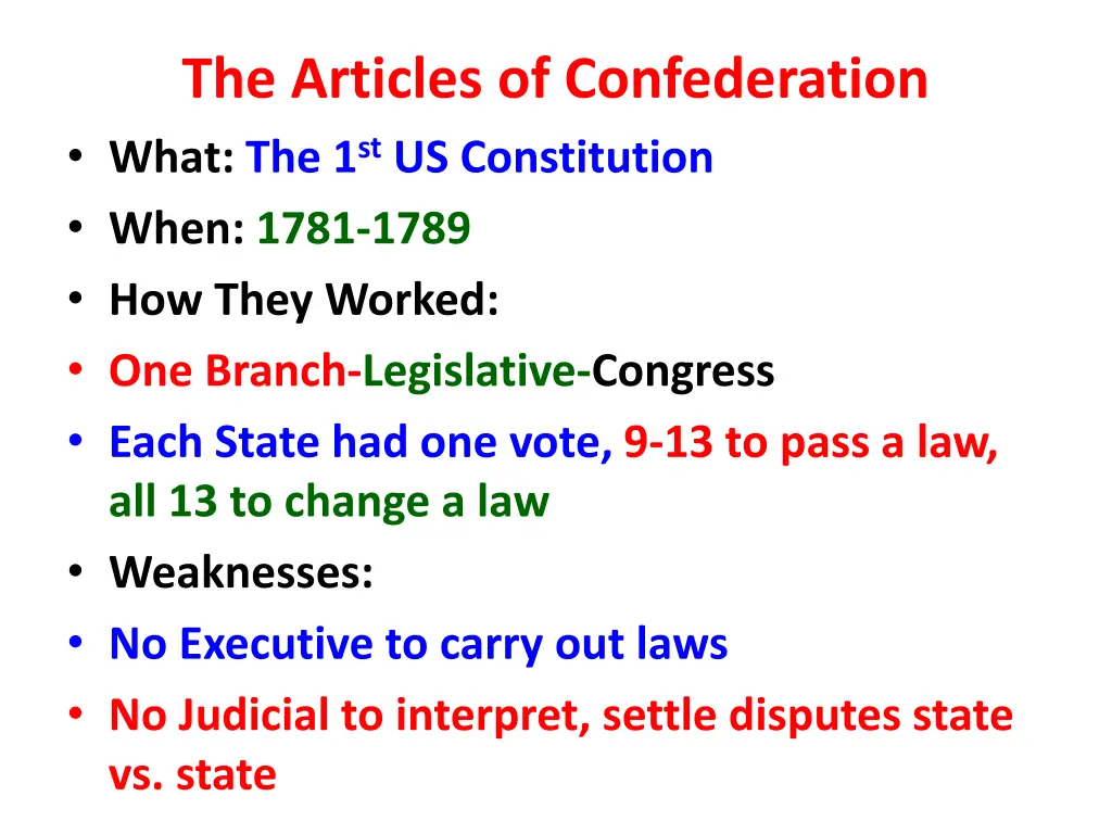 the articles of confederation what
