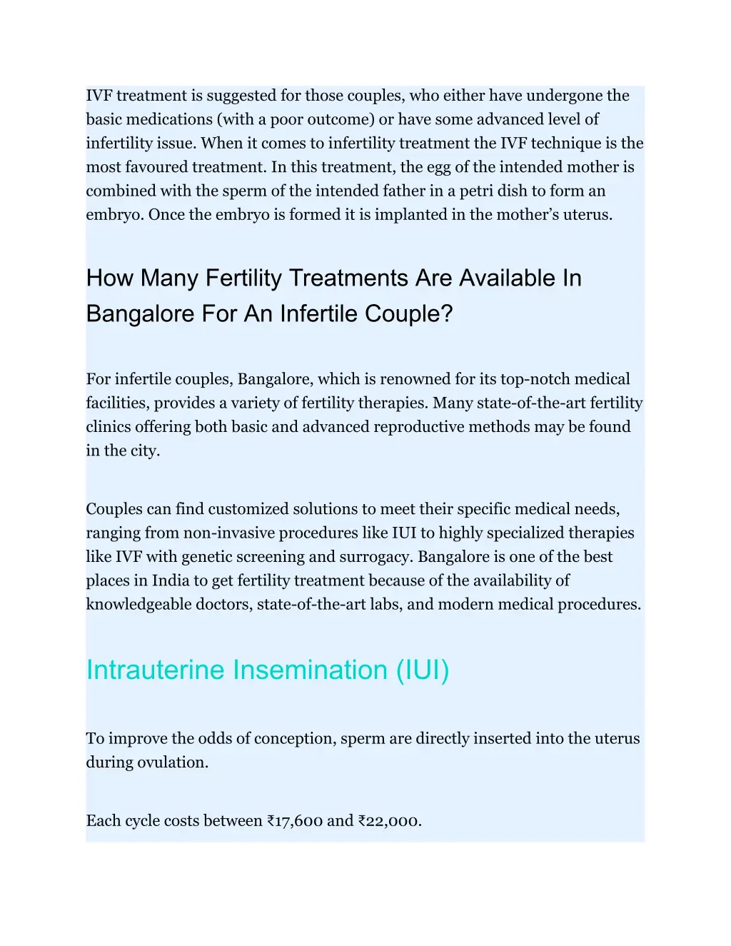 ivf treatment is suggested for those couples