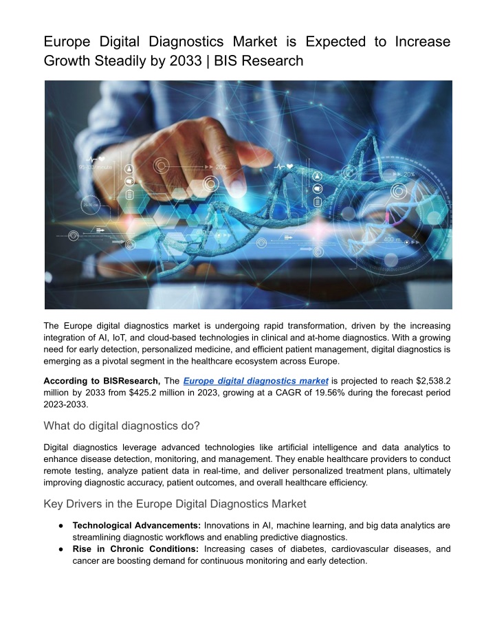 europe digital diagnostics market is expected