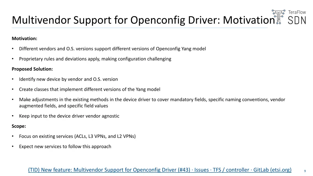 multivendor support for openconfig driver