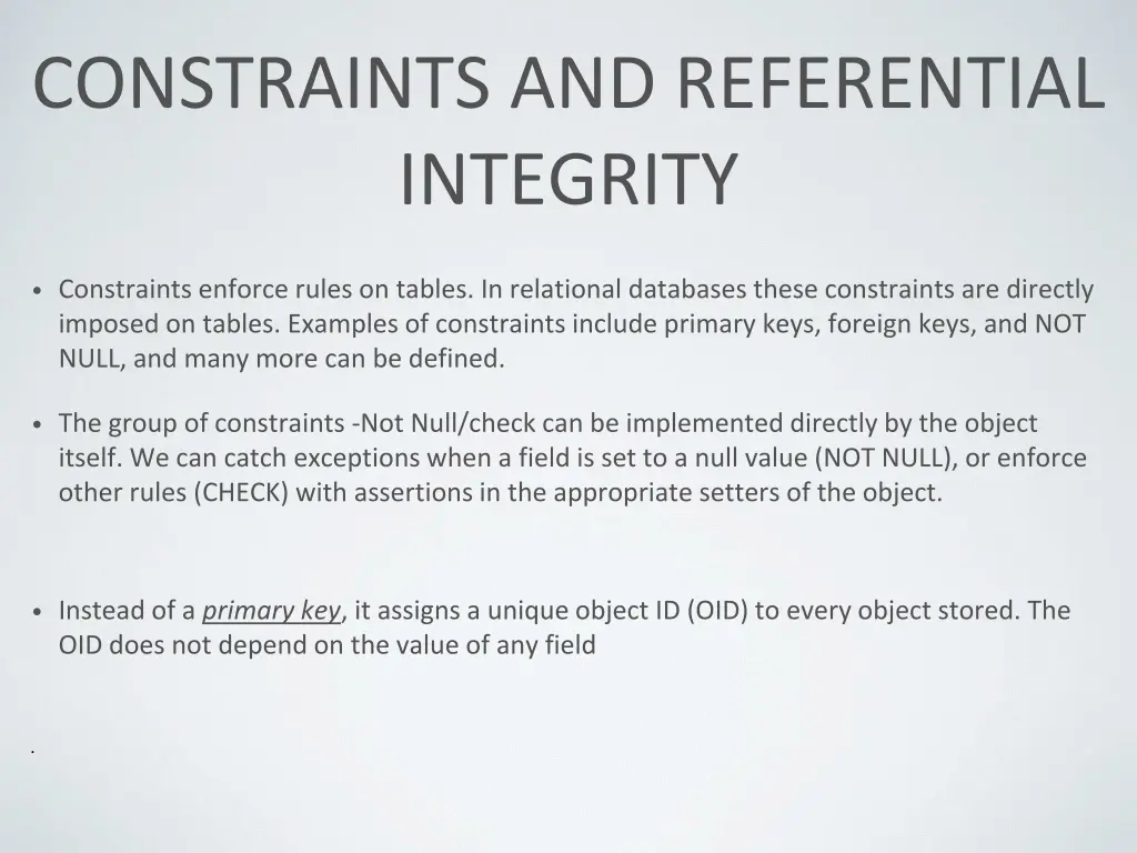 constraints and referential integrity
