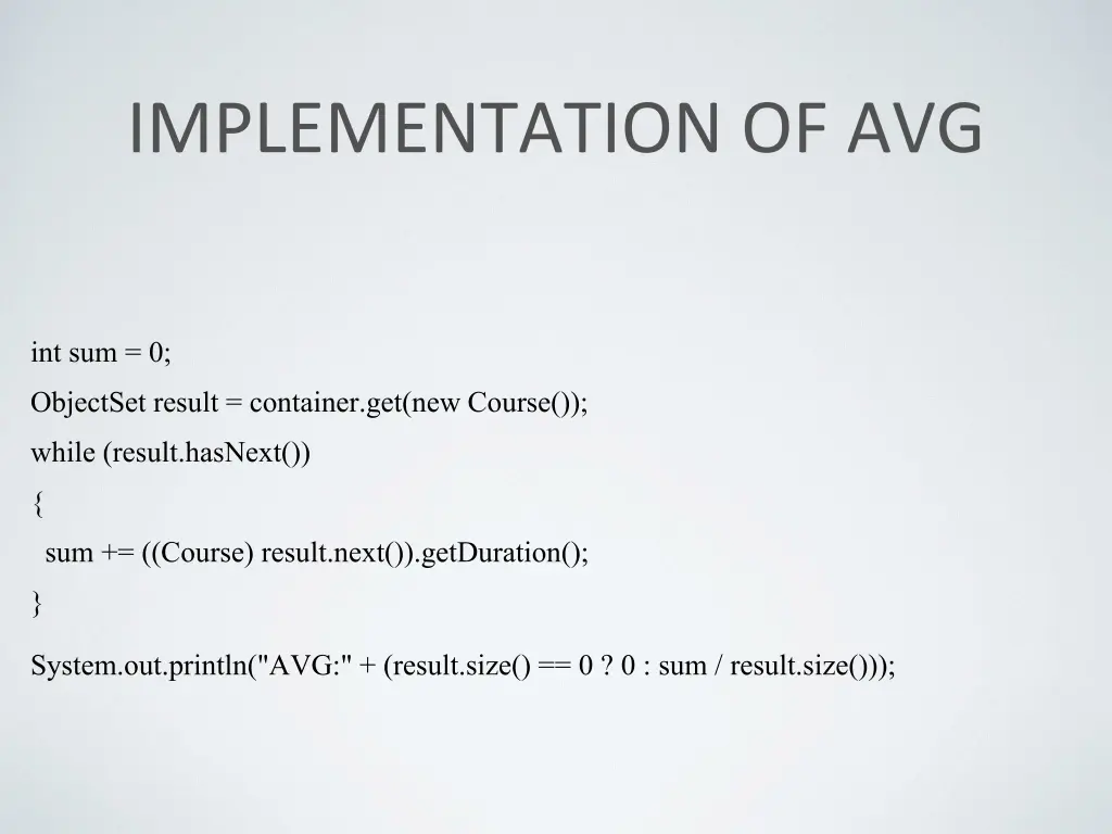 implementation of avg