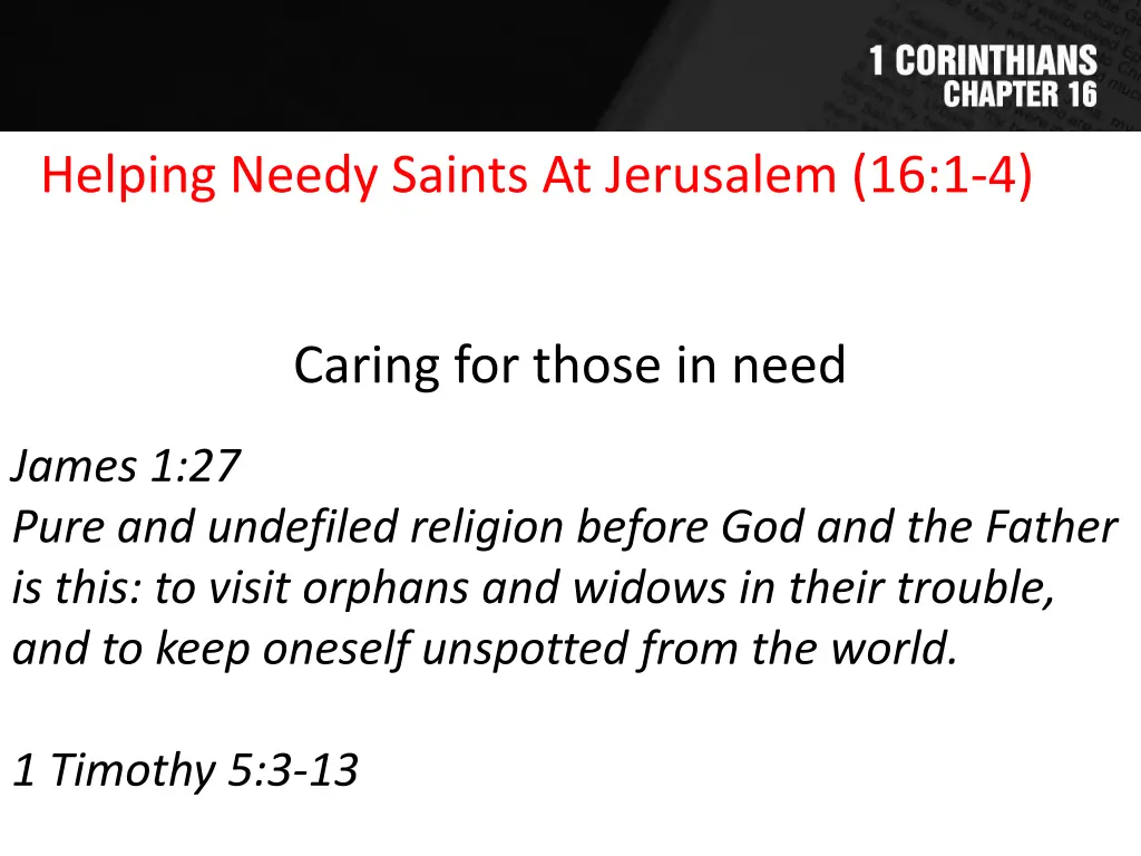 helping needy saints at jerusalem 16 1 4 1