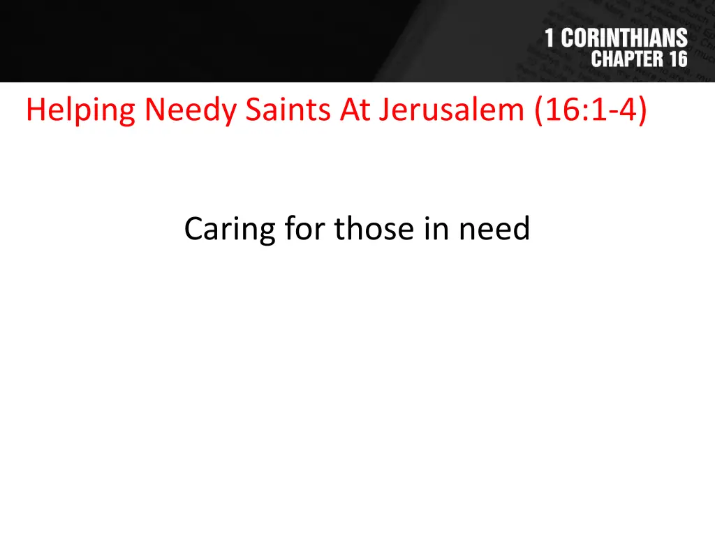 helping needy saints at jerusalem 16 1 4