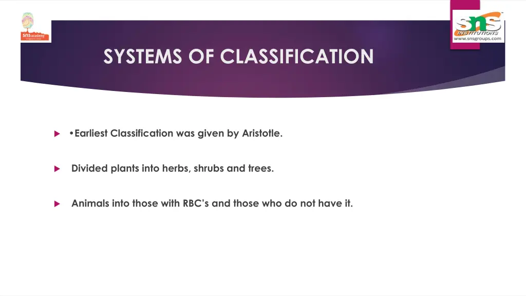 systems of classification