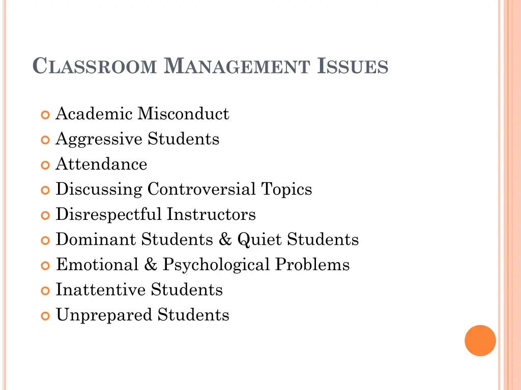 c lassroom m anagement i ssues