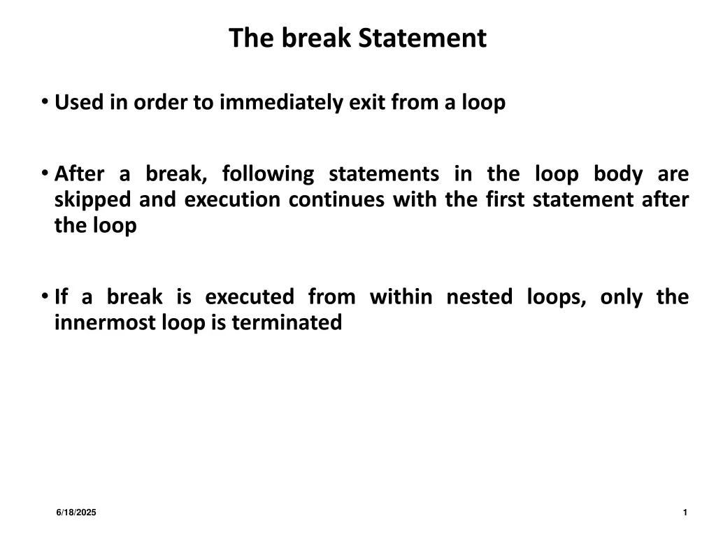 the break statement