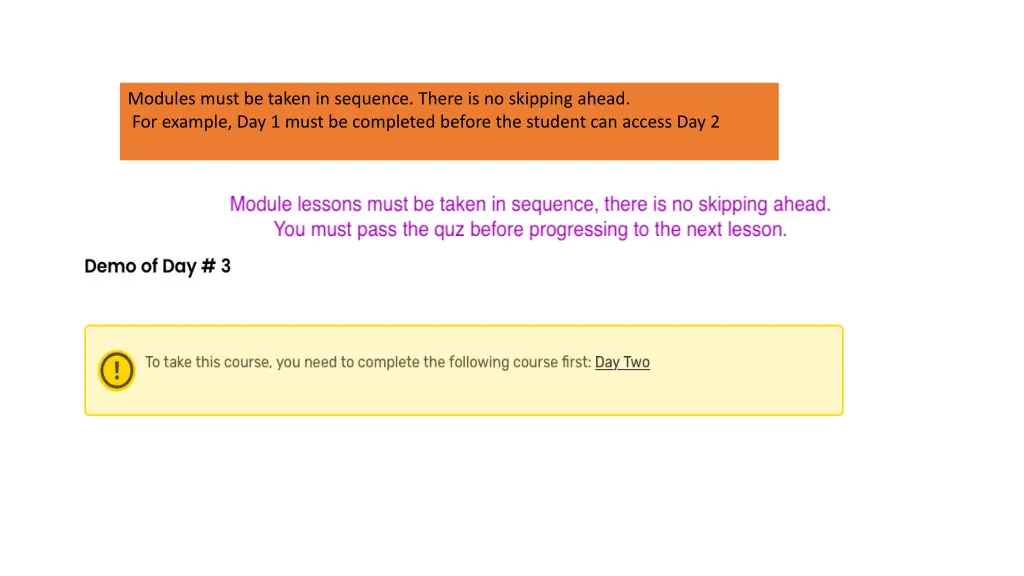modules must be taken in sequence there