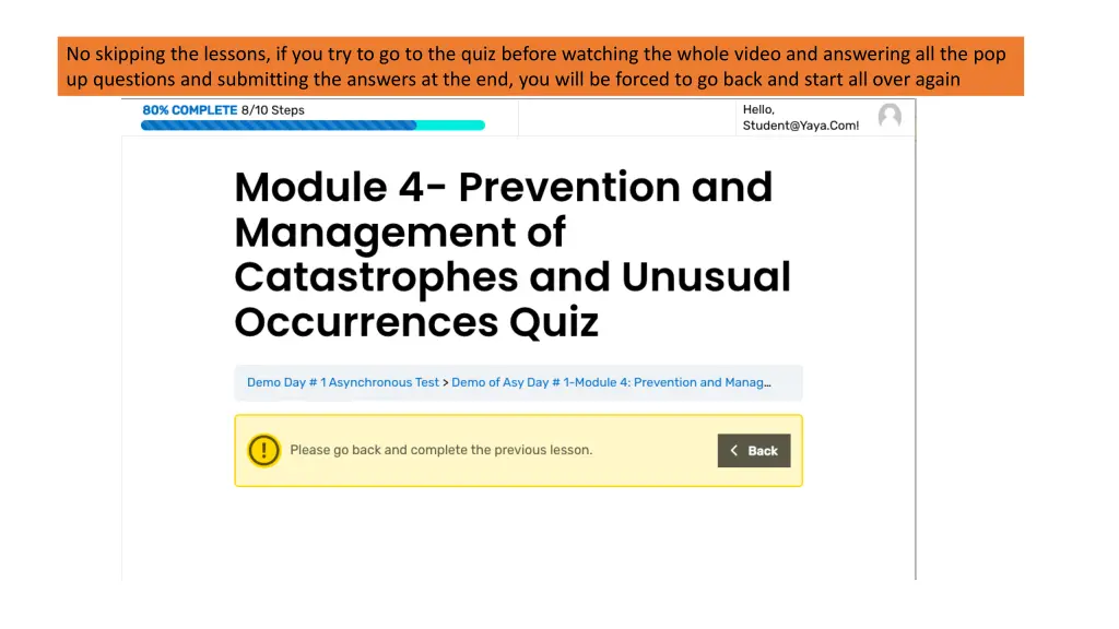 no skipping the lessons