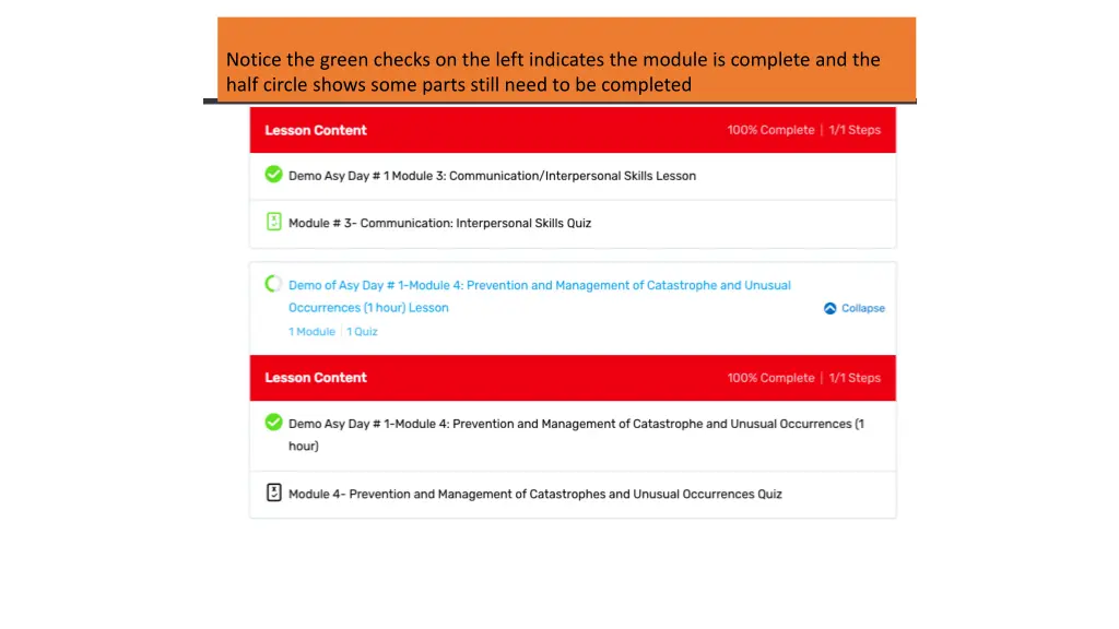 notice the green checks on the left indicates