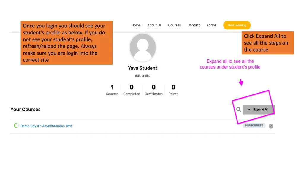 once you login you should see your student