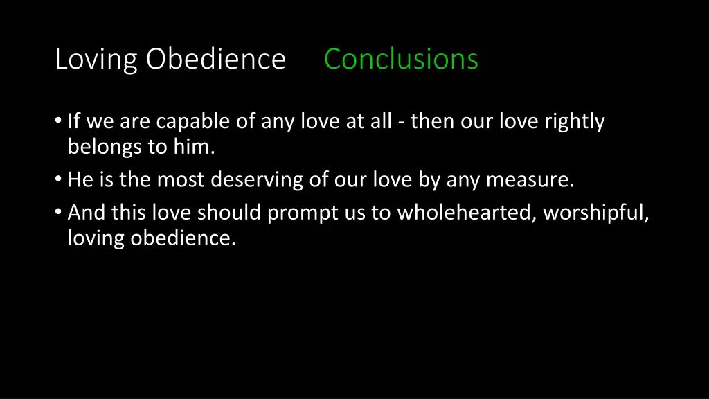 loving obedience conclusions 8