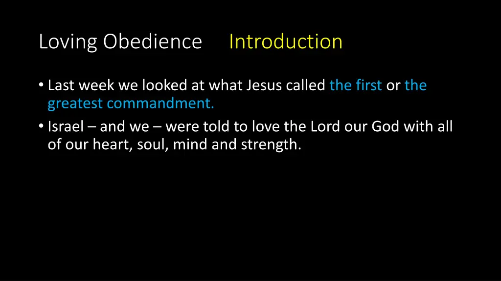 loving obedience introduction 1