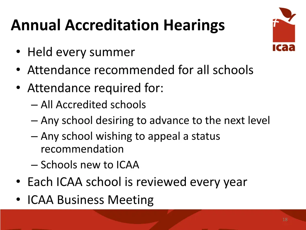 annual accreditation hearings