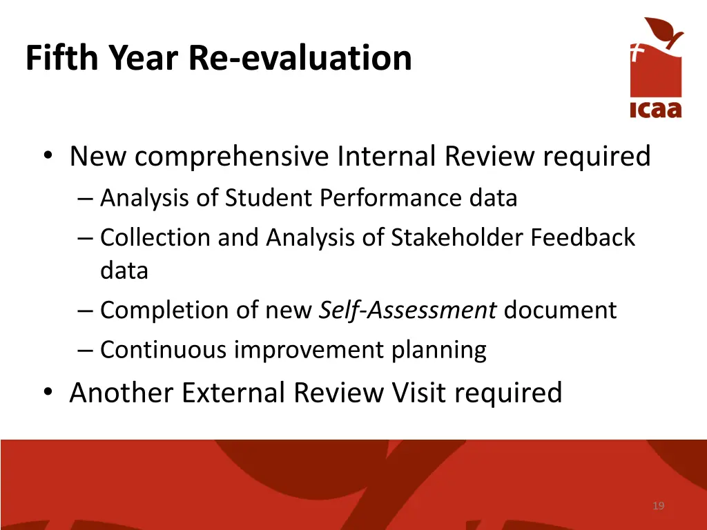 fifth year re evaluation