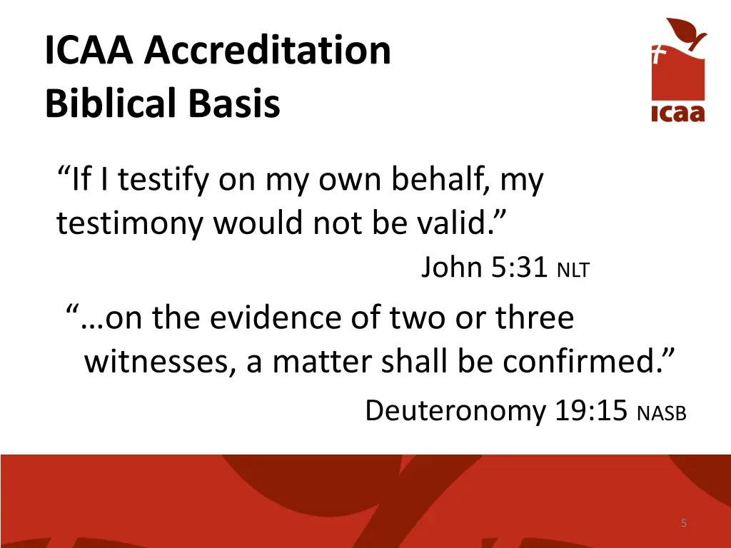icaa accreditation biblical basis 1