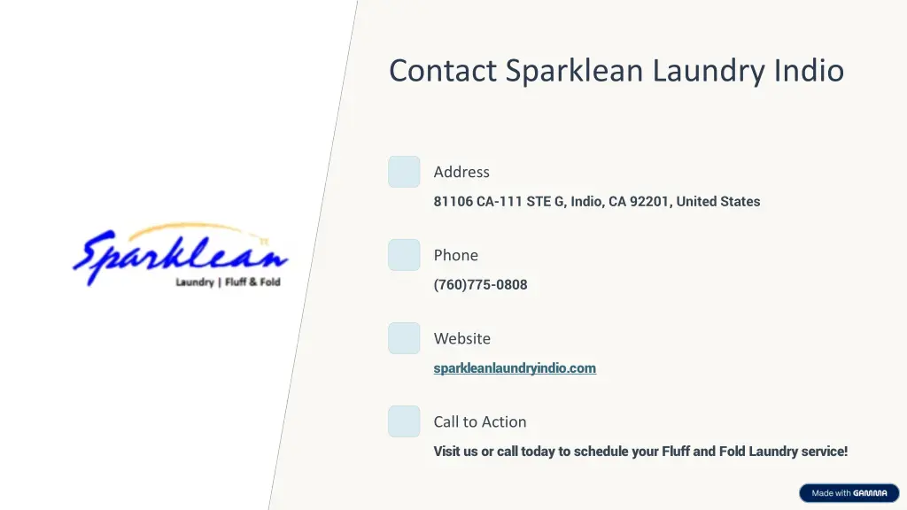 contact sparklean laundry indio