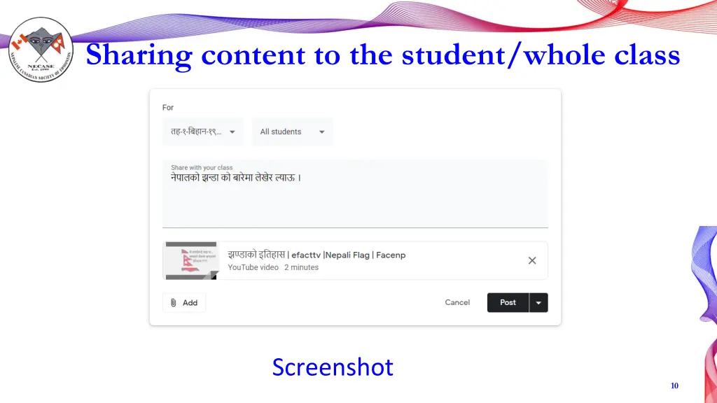 sharing content to the student whole class 1