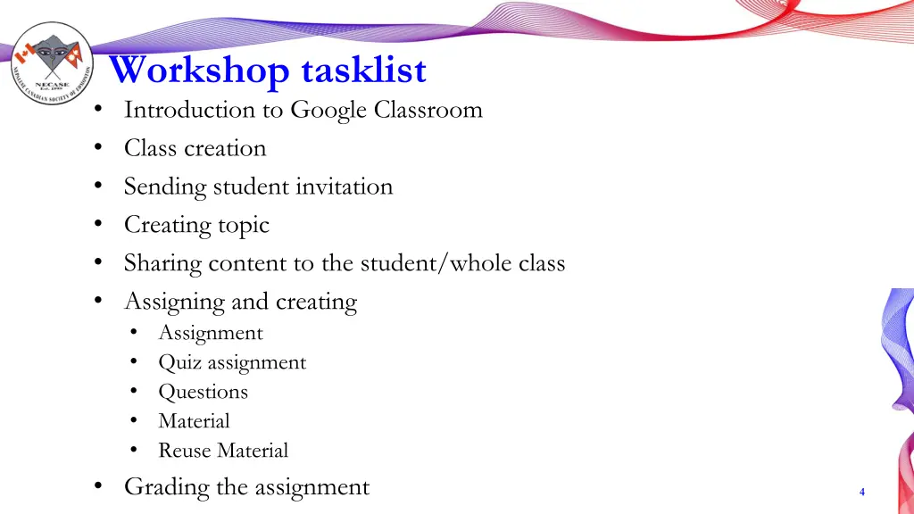 workshop tasklist