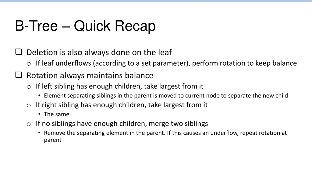 b tree quick recap 1