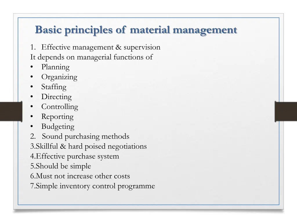 basic principles of material management