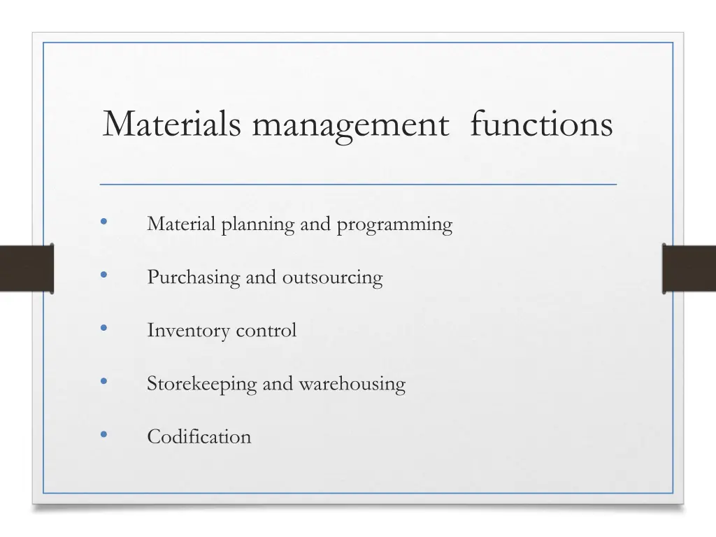 materials management functions