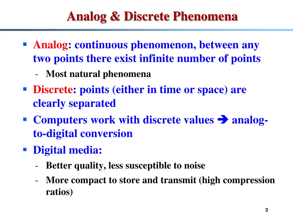 analog discrete phenomena