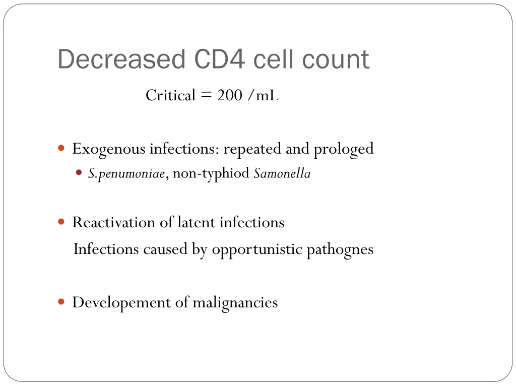 decreased cd4 cell count