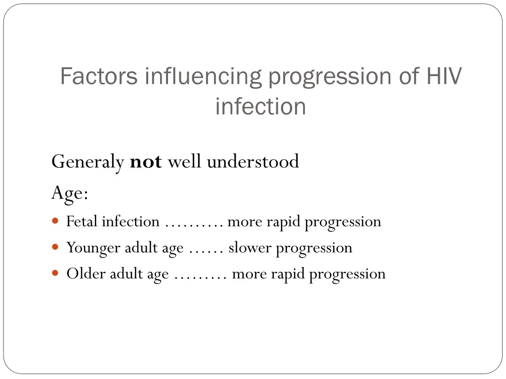factors influencing progression of hiv infection