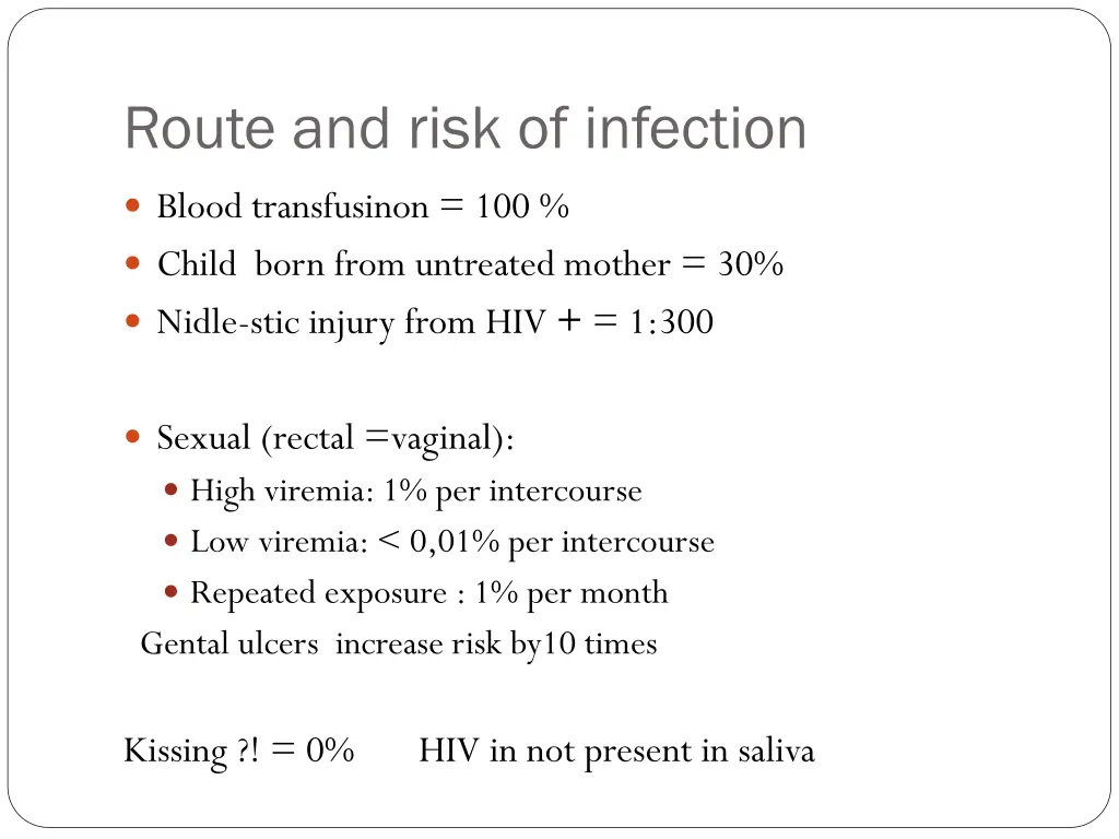 route and risk of infection