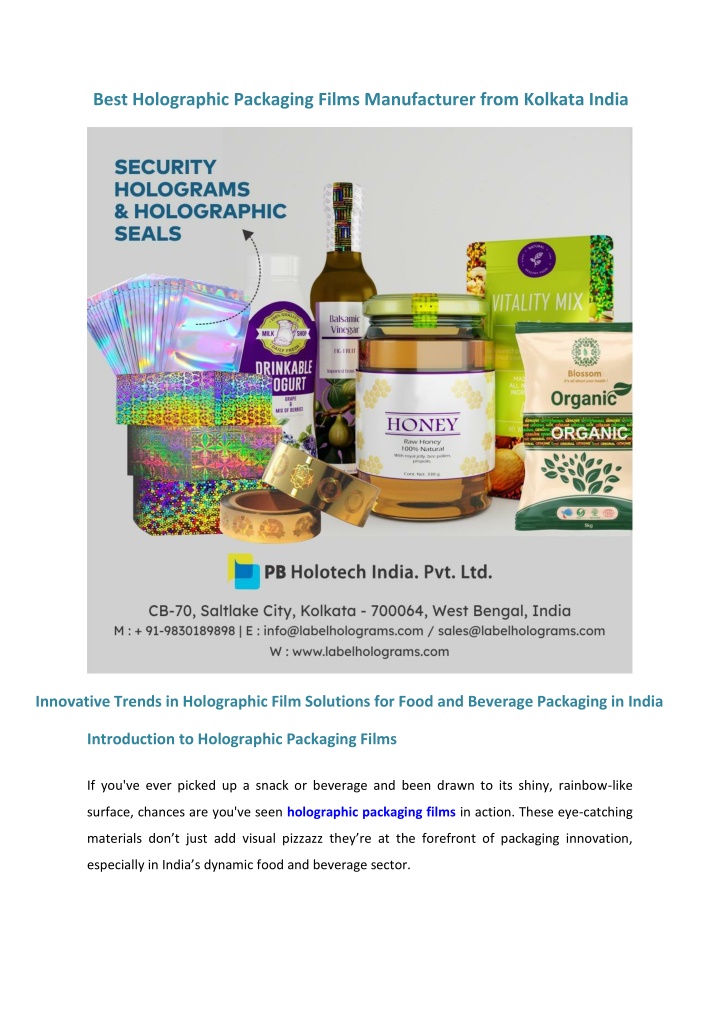 best holographic packaging films manufacturer