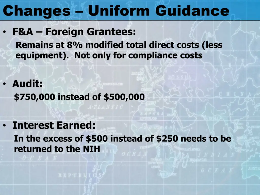 changes uniform guidance f a foreign grantees