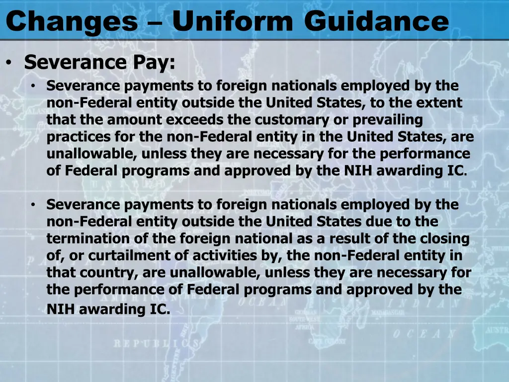 changes uniform guidance severance pay severance