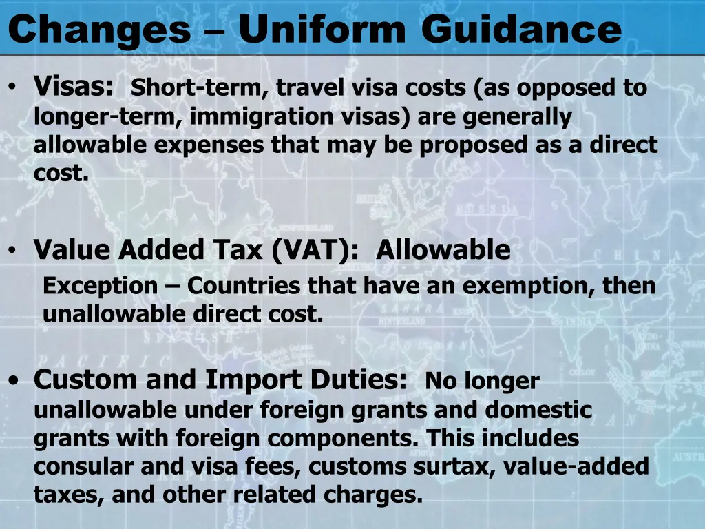 changes uniform guidance visas short term travel