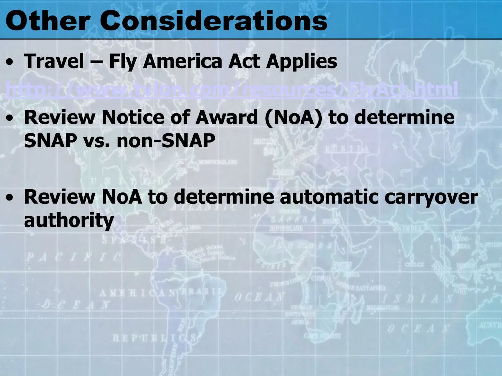 other considerations travel fly america