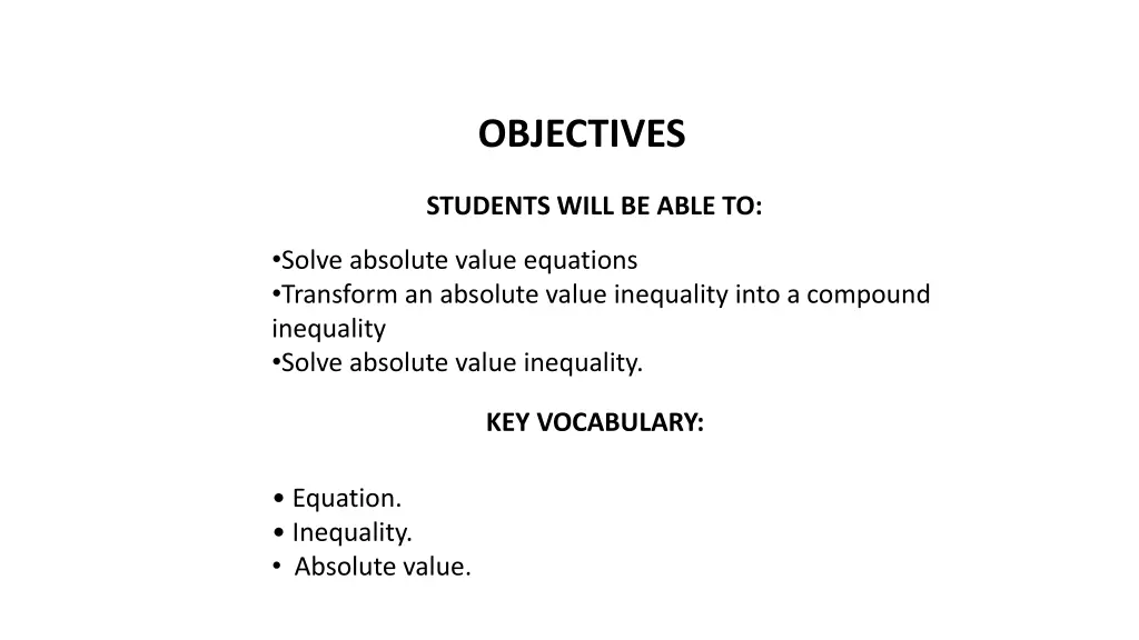 objectives