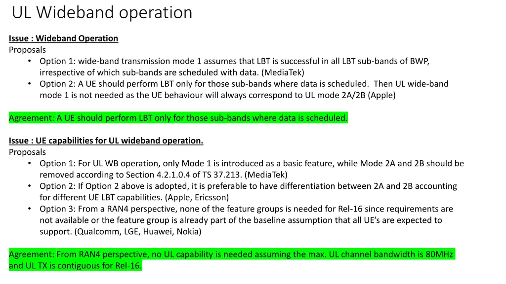 ul wideband operation