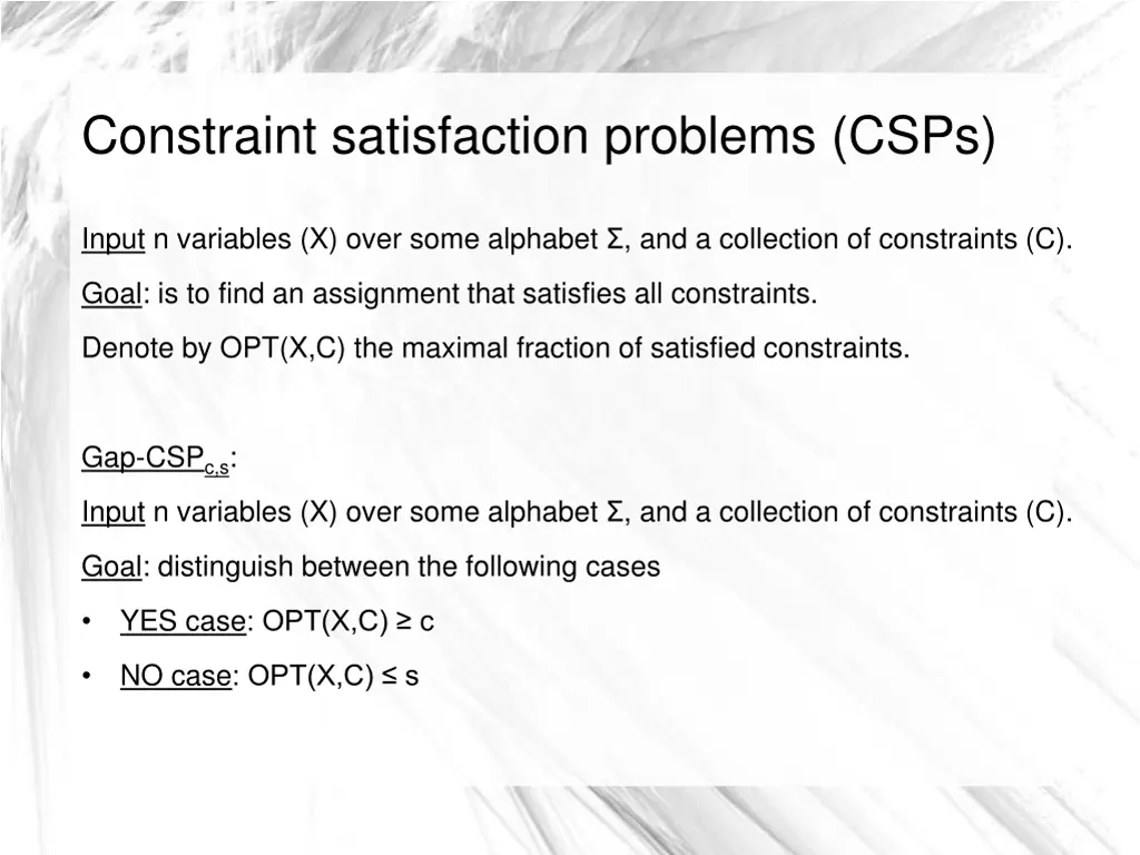 constraint satisfaction problems csps