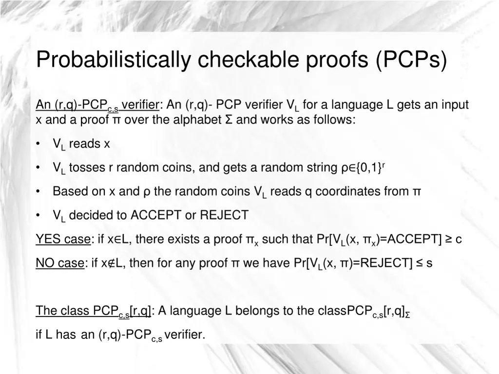 probabilistically checkable proofs pcps 1