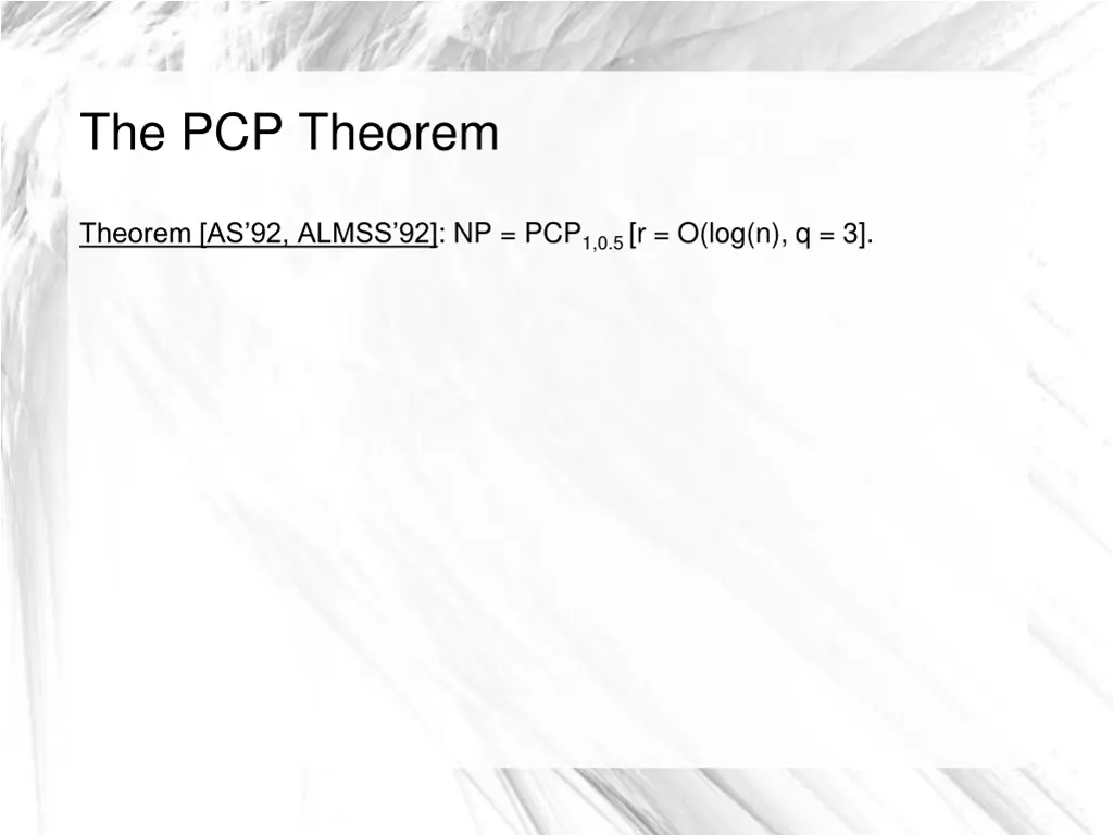 the pcp theorem 1