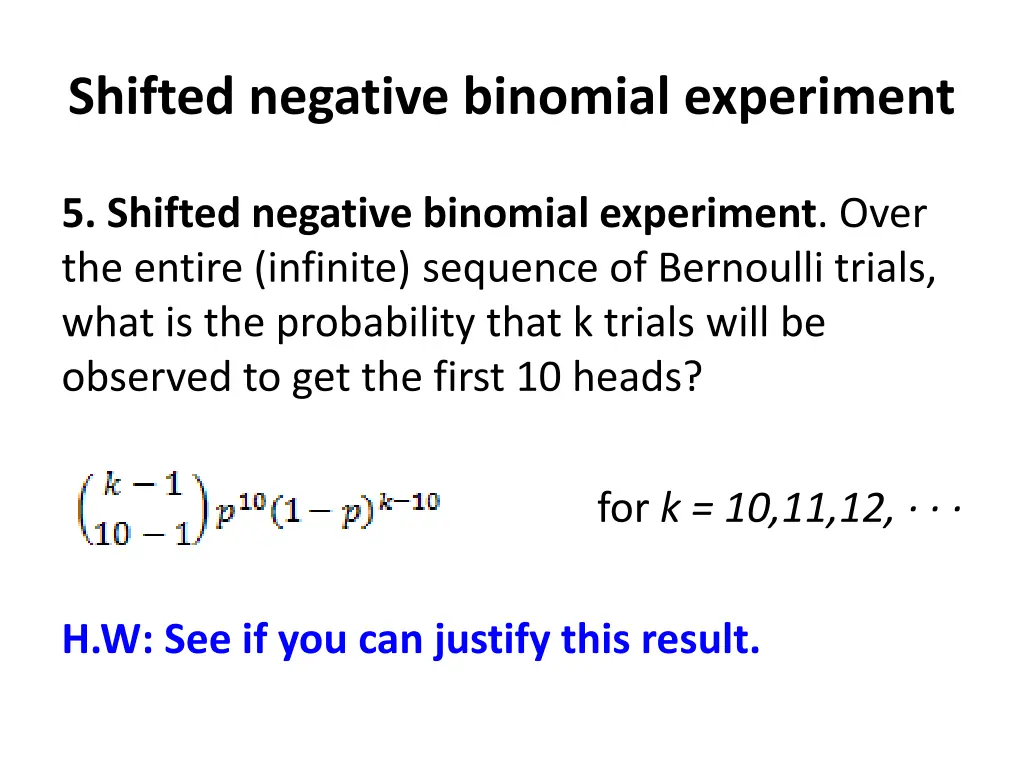 shifted negative binomial experiment