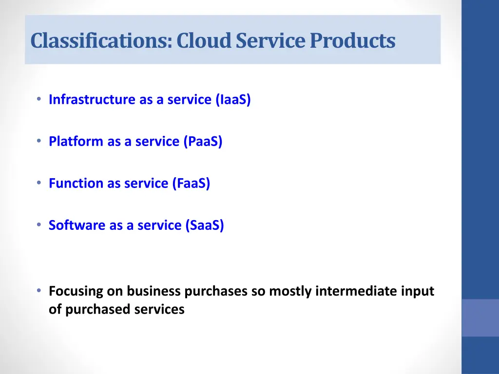 classifications cloud service products