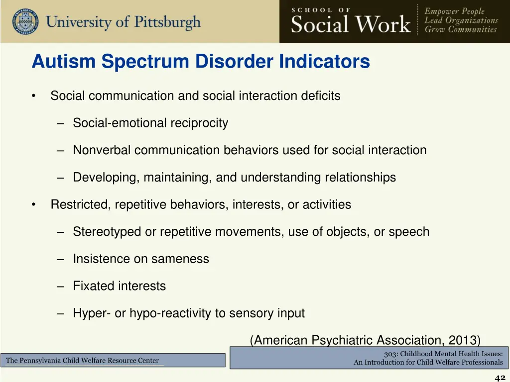 autism spectrum disorder indicators