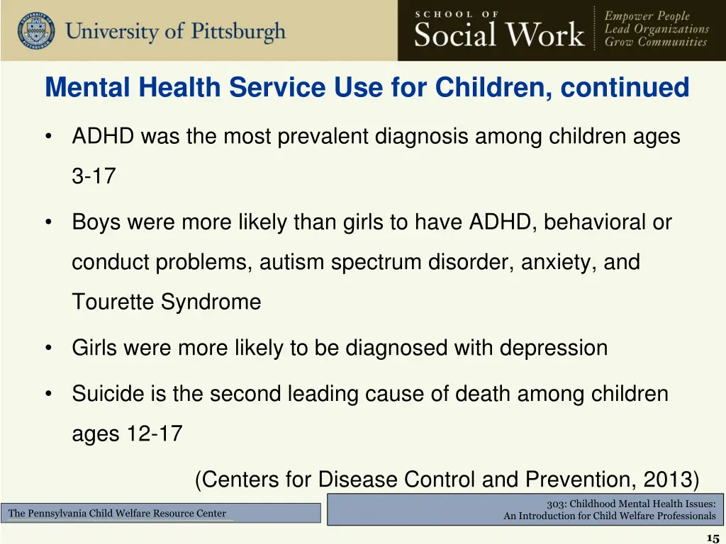 mental health service use for children continued