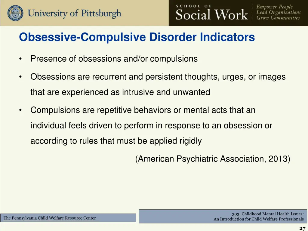 obsessive compulsive disorder indicators