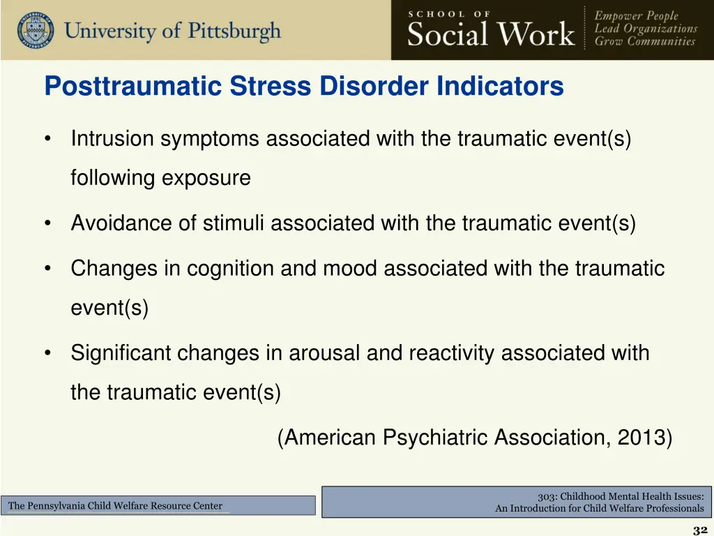 posttraumatic stress disorder indicators