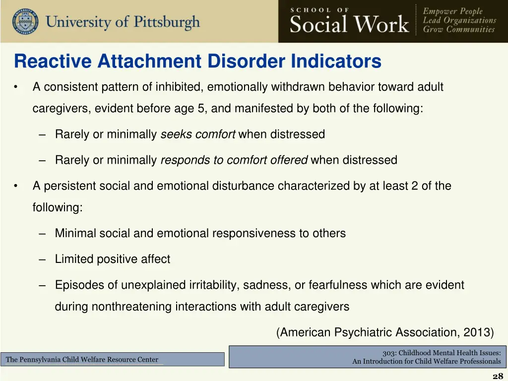reactive attachment disorder indicators