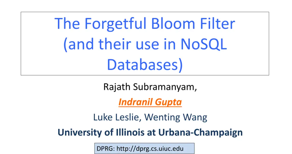 the forgetful bloom filter and their use in nosql