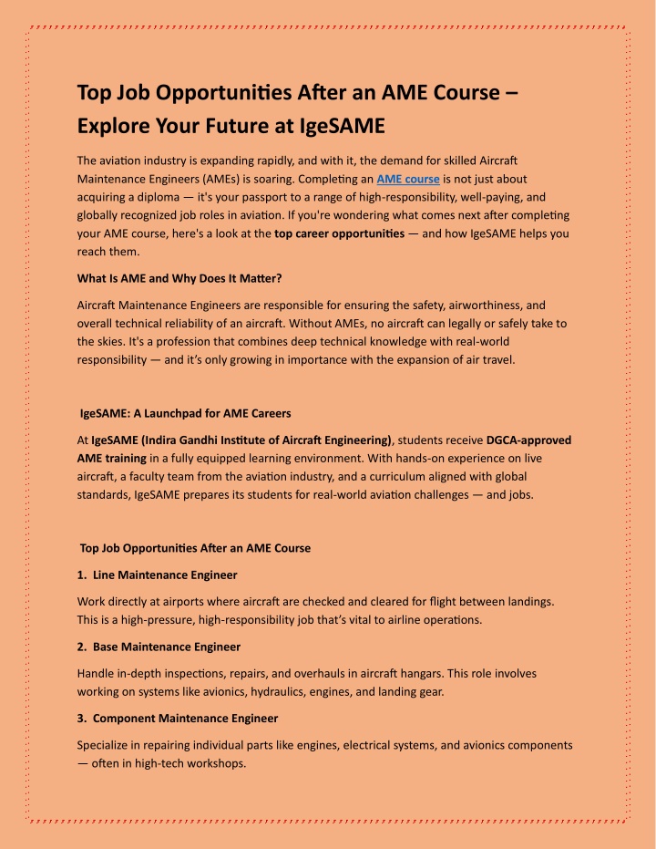 top job opportunities after an ame course explore